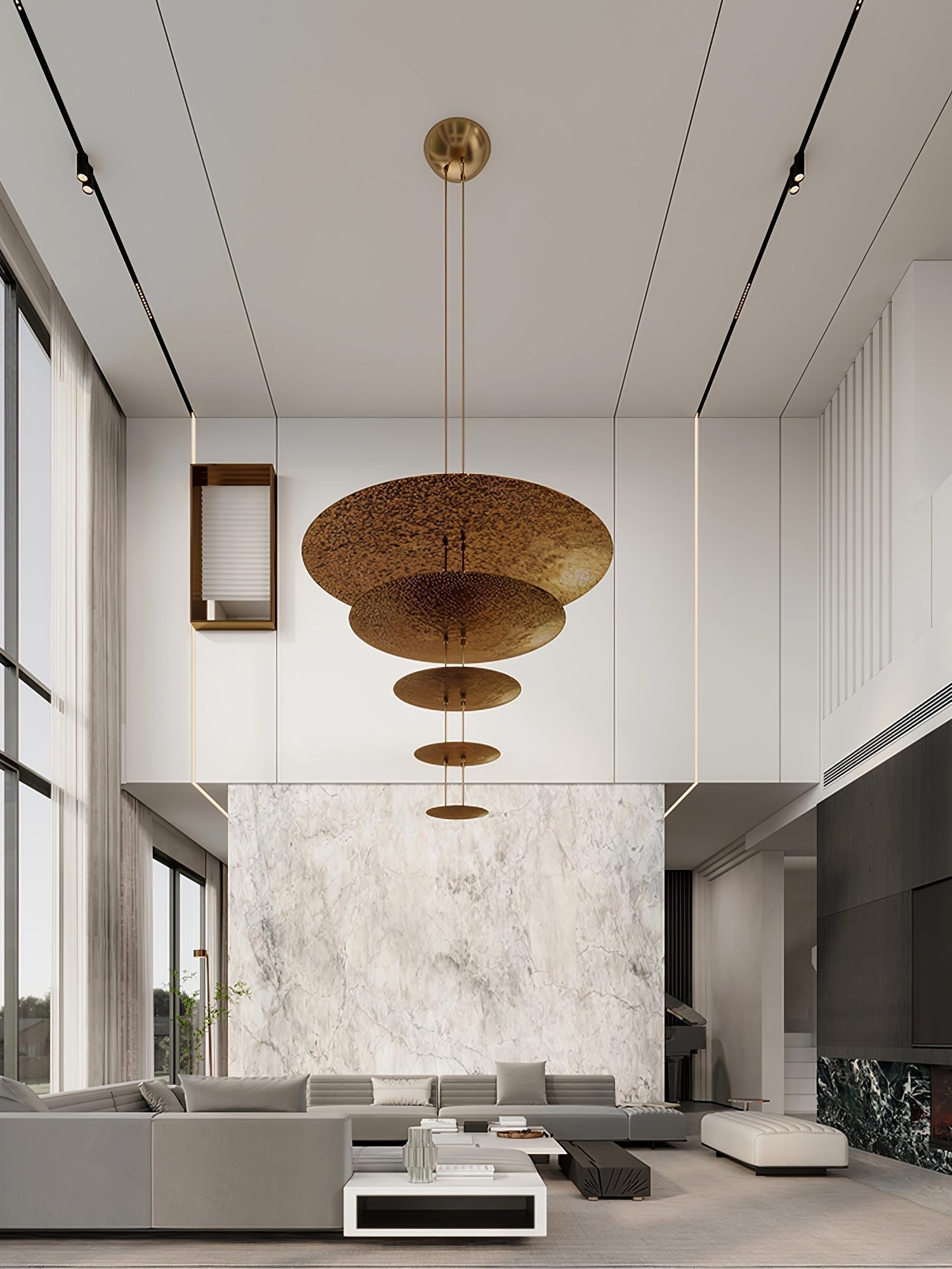 Zathaara Mehrlagige Pendelleuchte aus Goldfolie-Letslighting