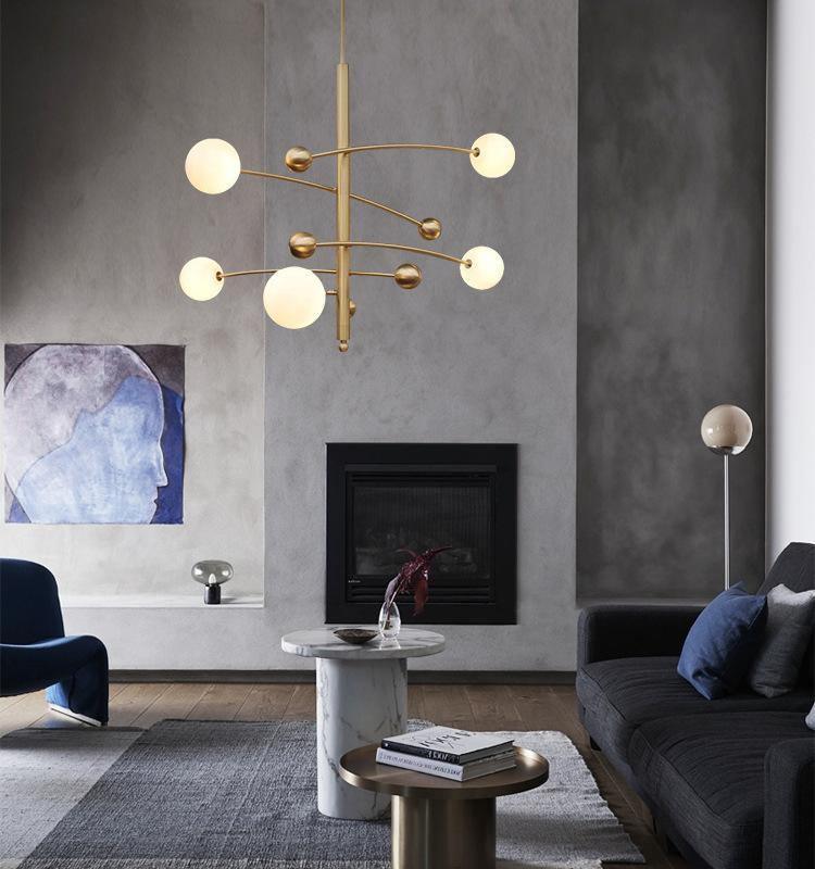 Lustra Kronleuchter Messing Vertikalstrahl Globus-Letslighting