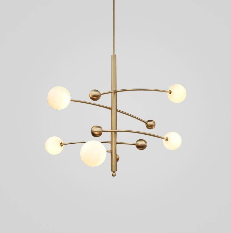 Lustra Kronleuchter Messing Vertikalstrahl Globus-Letslighting