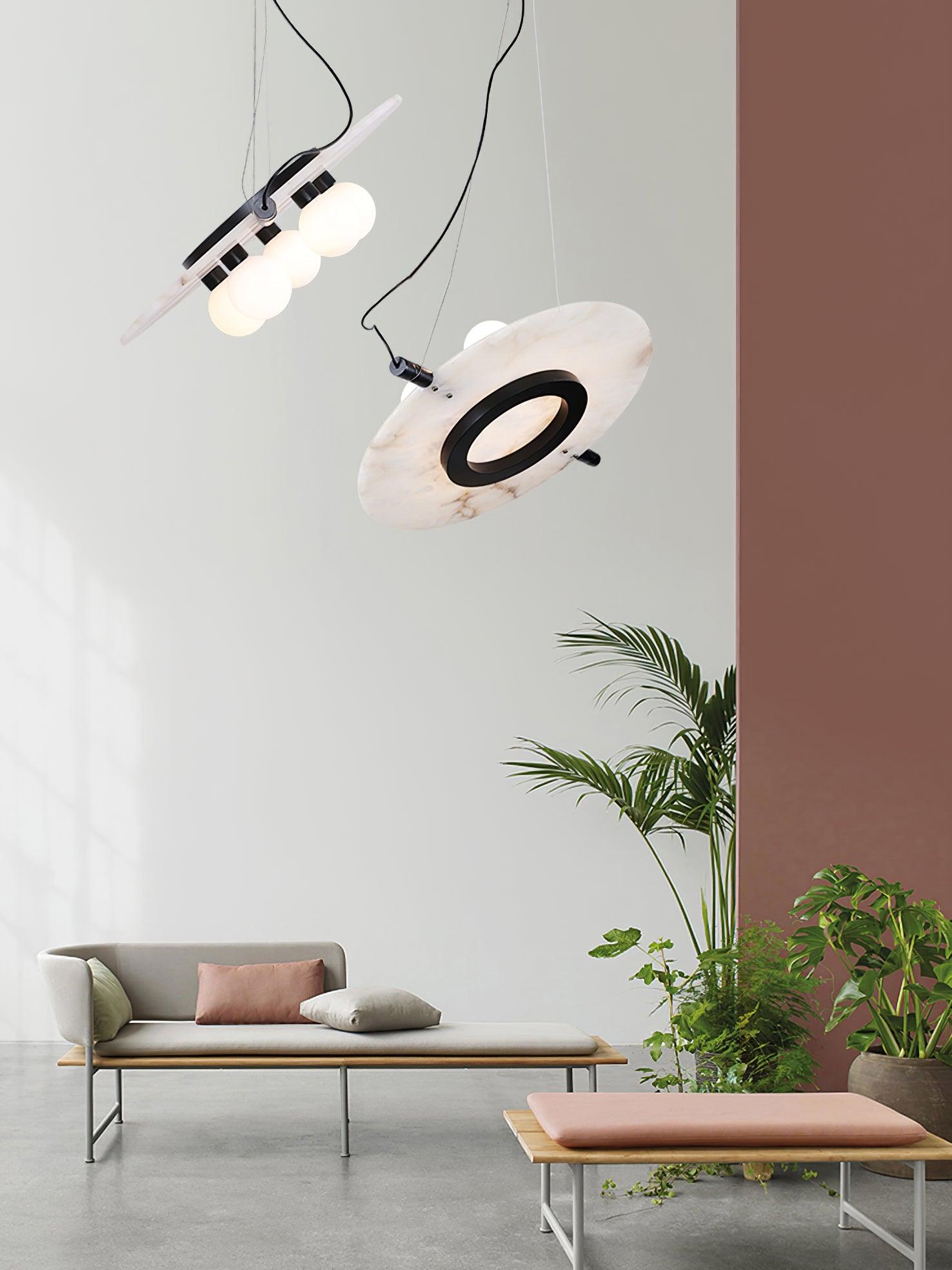 Imirila Scheibenförmig Glas Alabaster Pendelleuchte-Letslighting