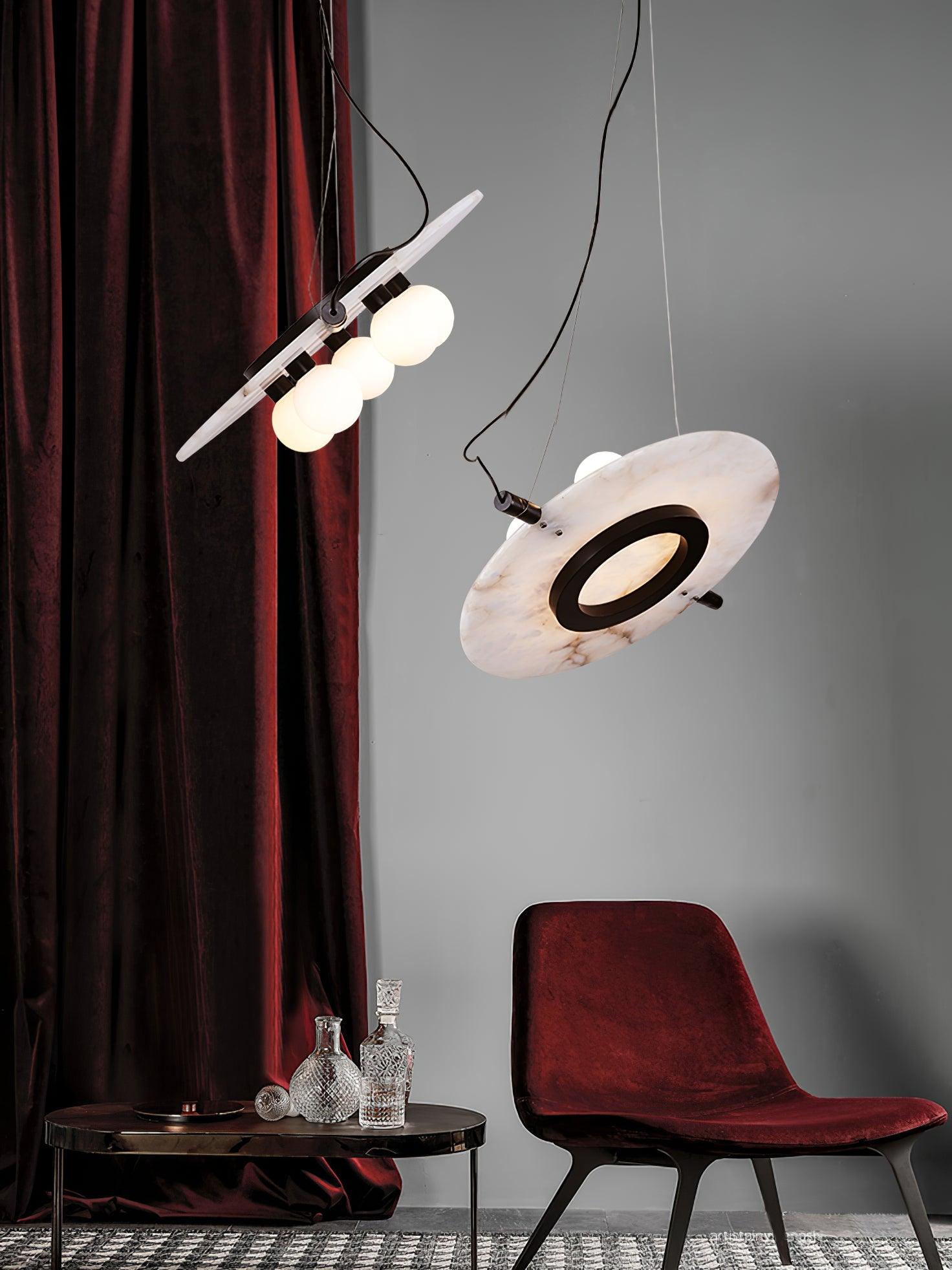 Imirila Scheibenförmig Glas Alabaster Pendelleuchte-Letslighting