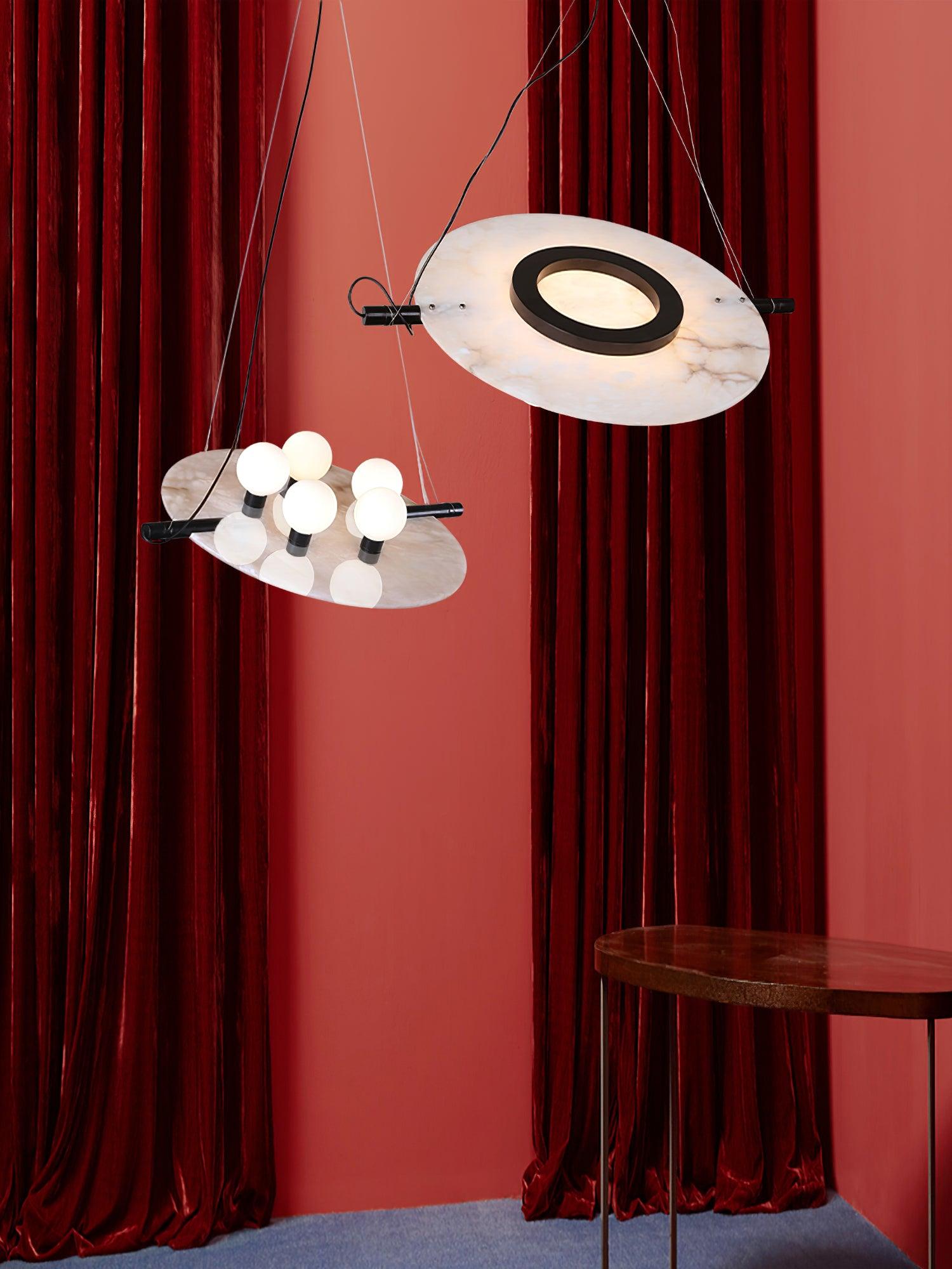 Imirila Scheibenförmig Glas Alabaster Pendelleuchte-Letslighting