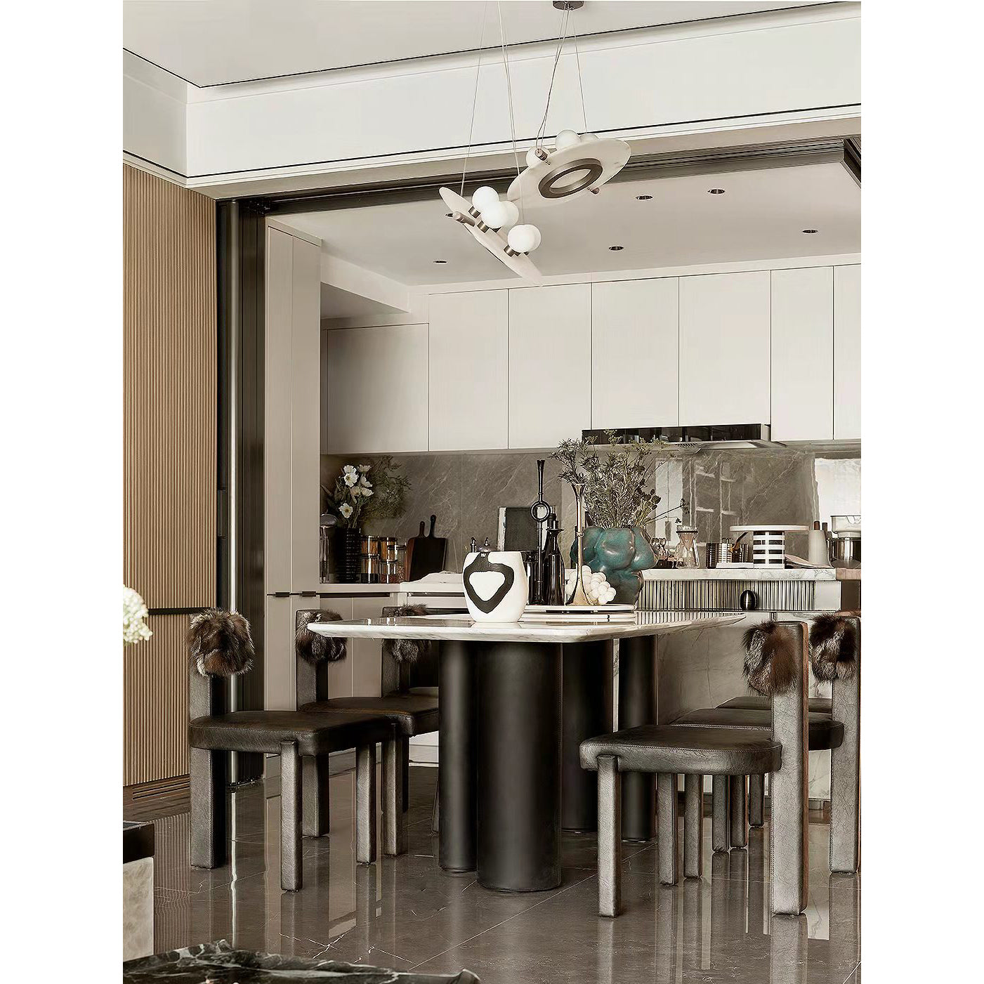 Vasila Postmodern Luxury Metal Alabaster Pendant Lamp - Letslighting