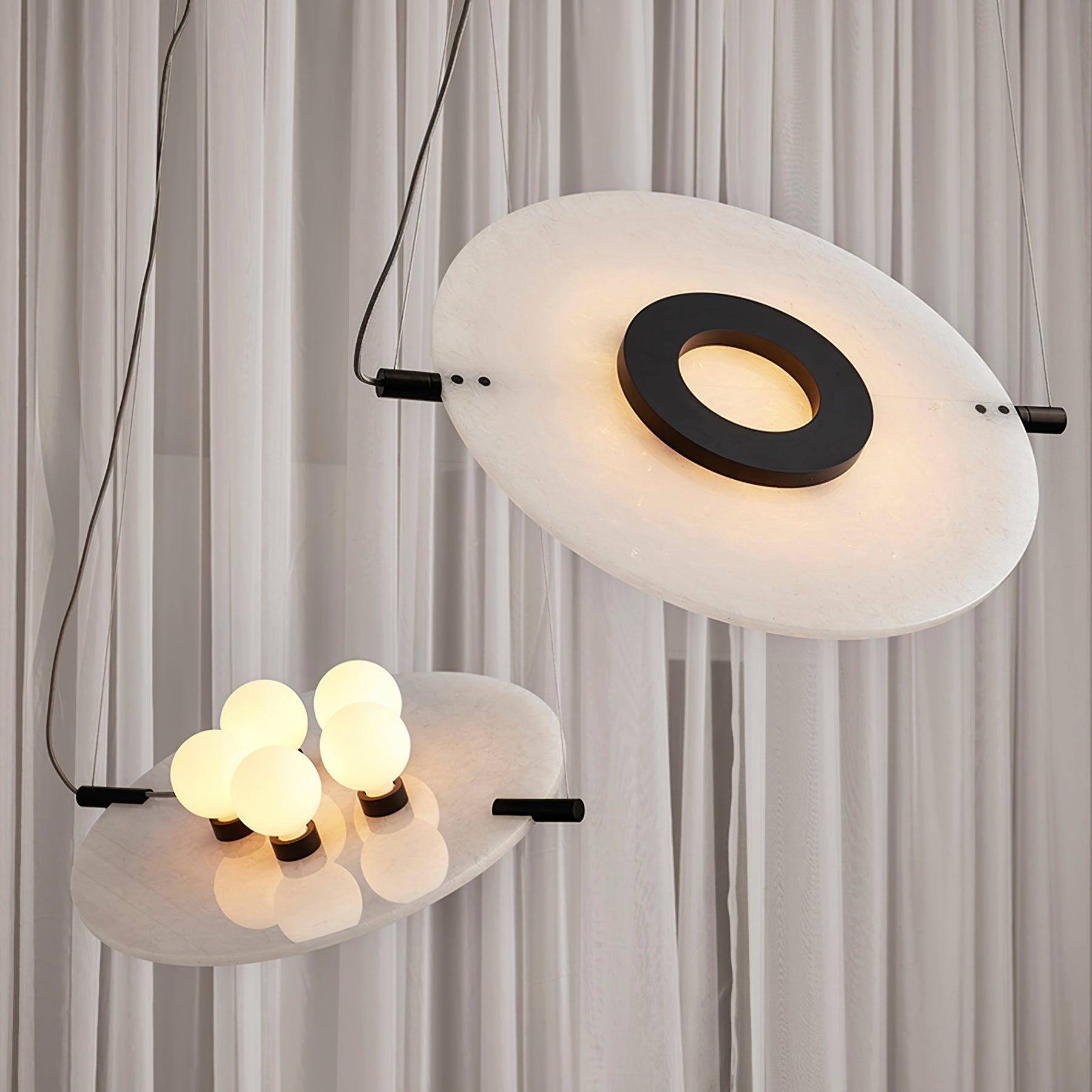 Imirila Scheibenförmig Glas Alabaster Pendelleuchte-Letslighting