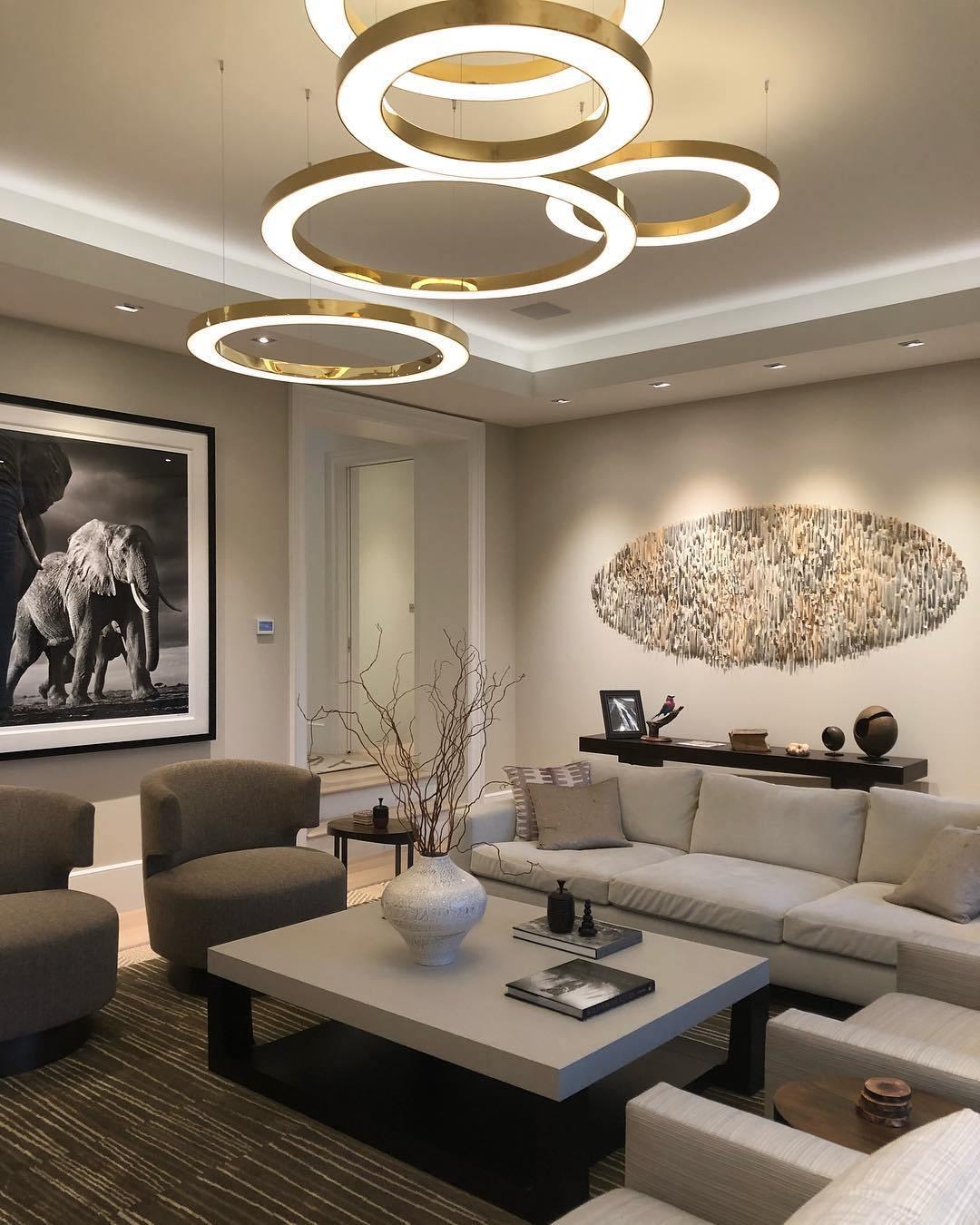 Lustra Pendelleuchte LED Ring Gold Modern 3 Ring-Letslighting