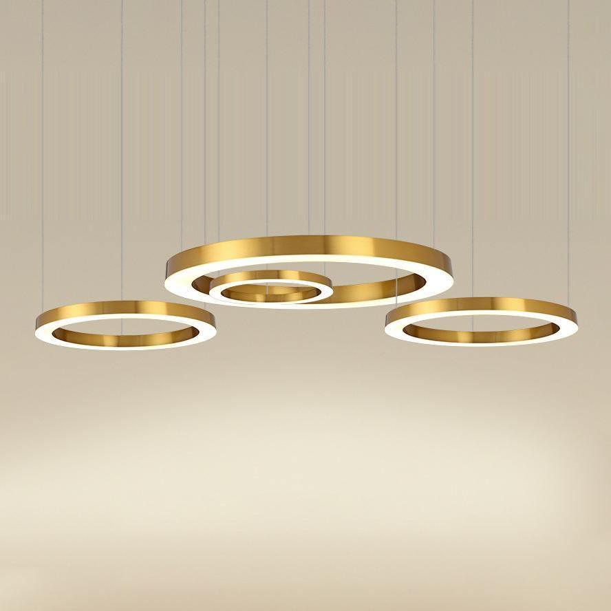 Lustra Pendelleuchte LED Ring Gold Modern 3 Ring-Letslighting