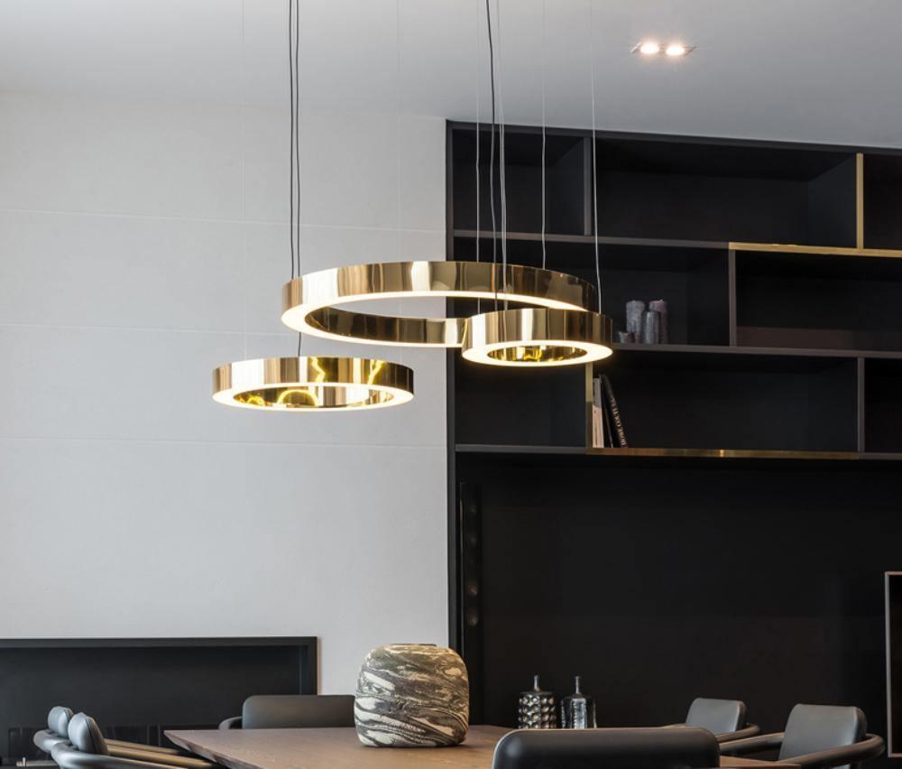 Lustra Pendelleuchte LED Ring Gold Modern 3 Ring-Letslighting