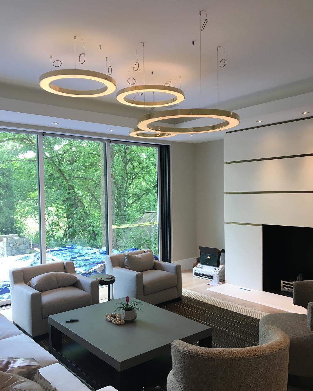Lustra Pendelleuchte LED Ring Gold Modern 3 Ring-Letslighting