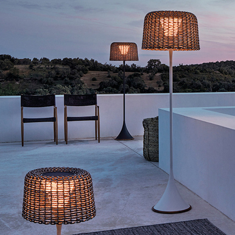 Ritta LED Outdoor Stehlampe Zylinder Modern, Schwarz/Weiß, Metall Rattan