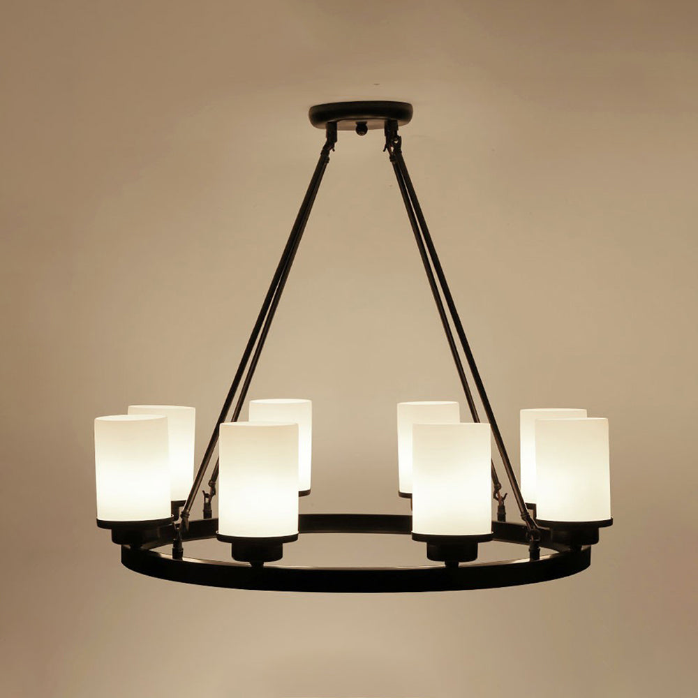 Silva Kronleuchter Glas Retro Zylinder Esstisch, Schwarz Weiß, Metall