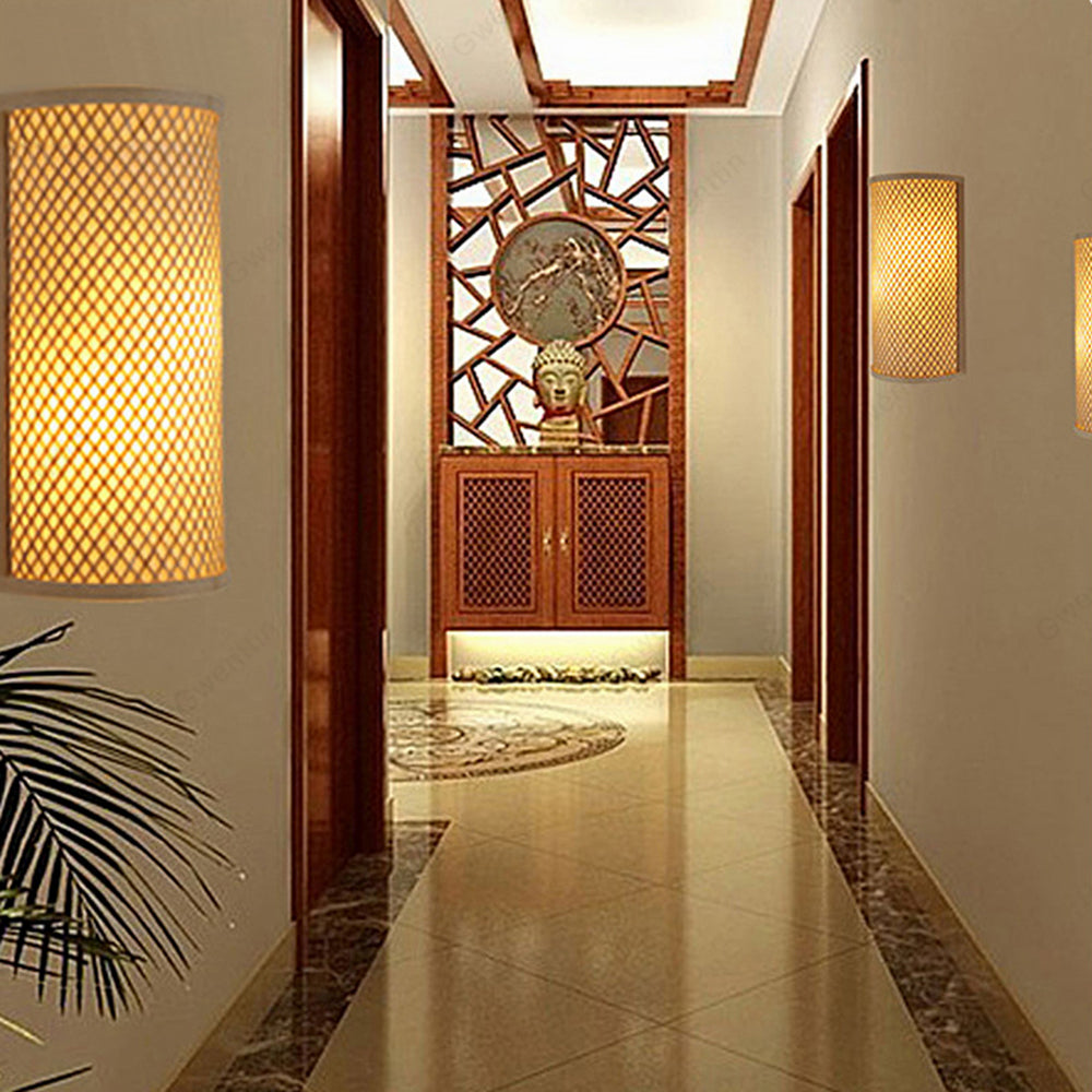 Muto Design LED Wandleuchte Innen Treppenhaus/Wohnzimmer Rattan