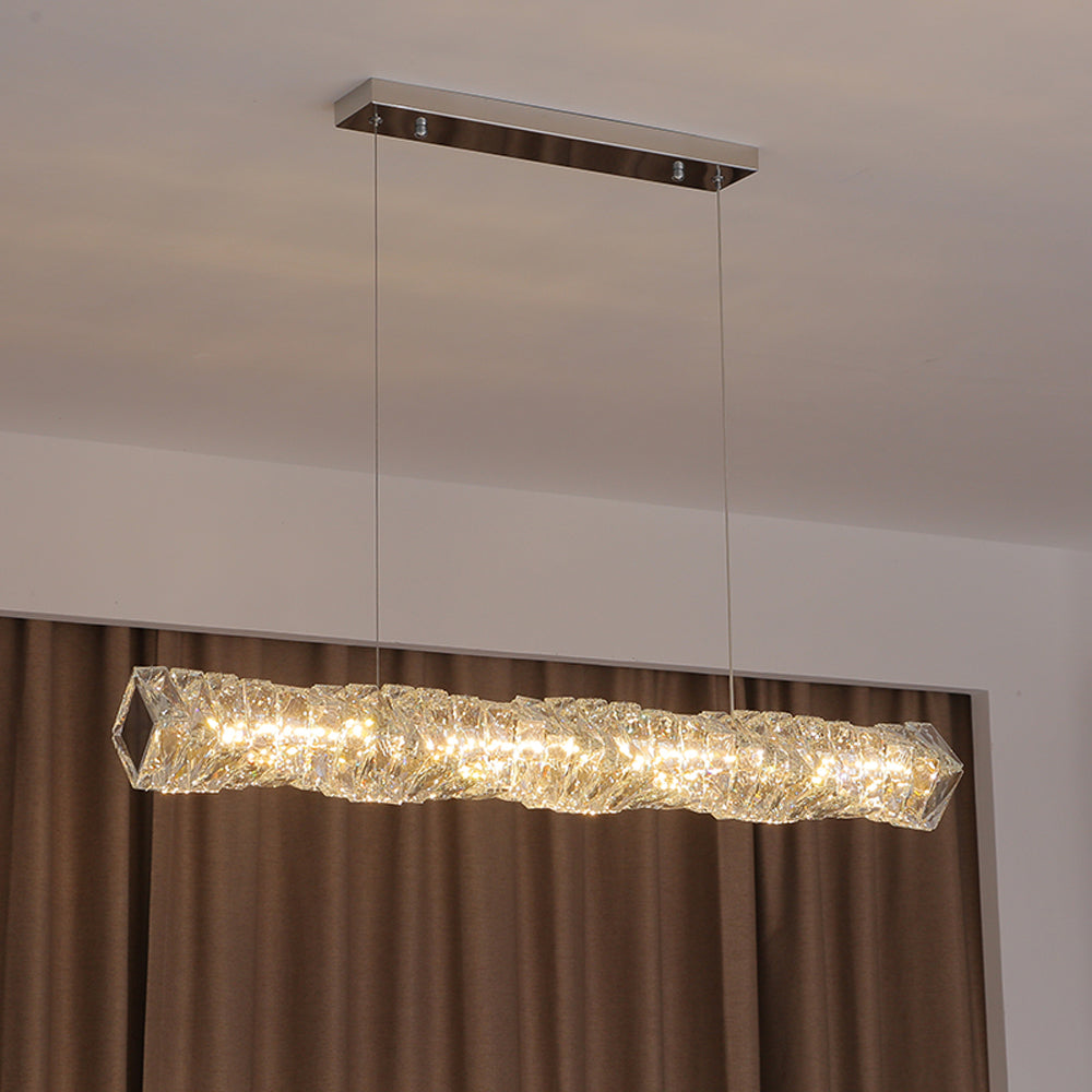 Kristy Vintage Linear LED Pendelleuchte Gold/Silber Esstisch/Schlaf/Wohnzimmer 100-120-150cm Metall Kristall