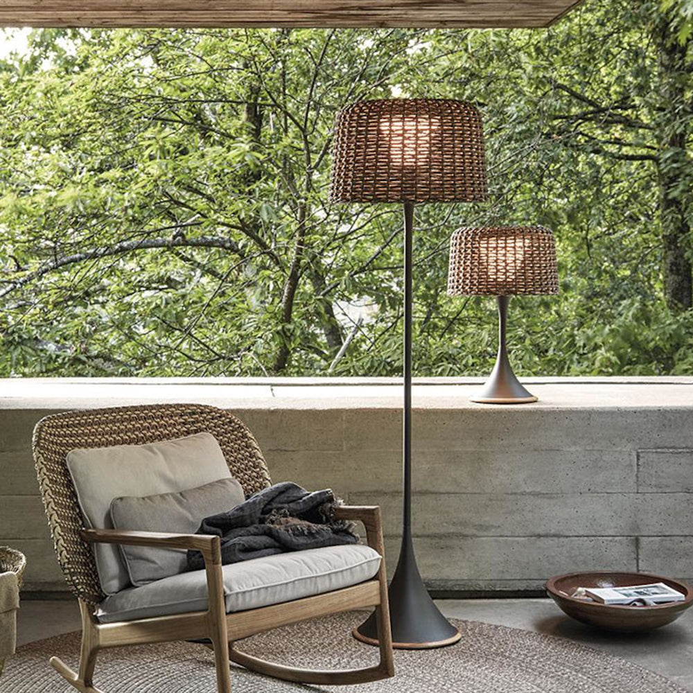 Ritta LED Outdoor Stehlampe Zylinder Modern, Schwarz/Weiß, Metall Rattan