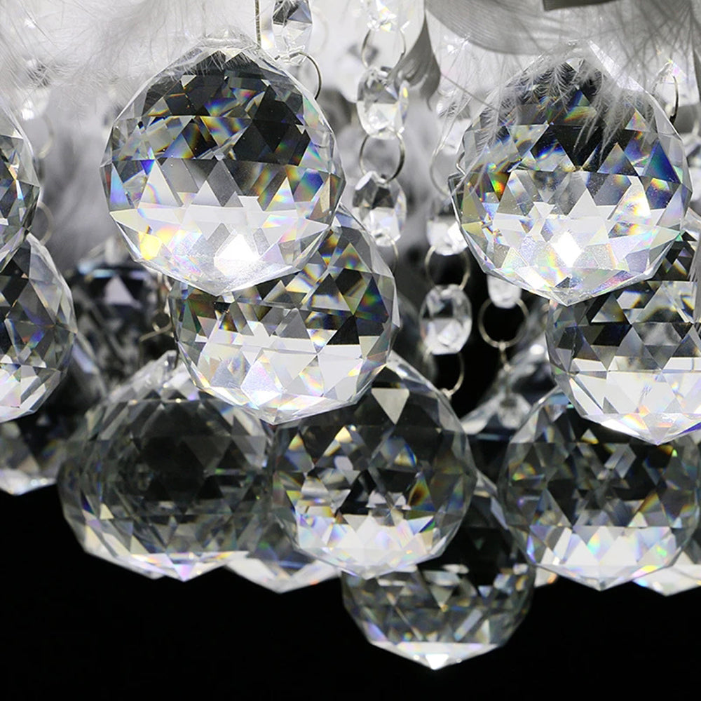 O'Moore Modern LED Pendelleuchte Weiß Wohnzimmer Metall&Feder&Kristall