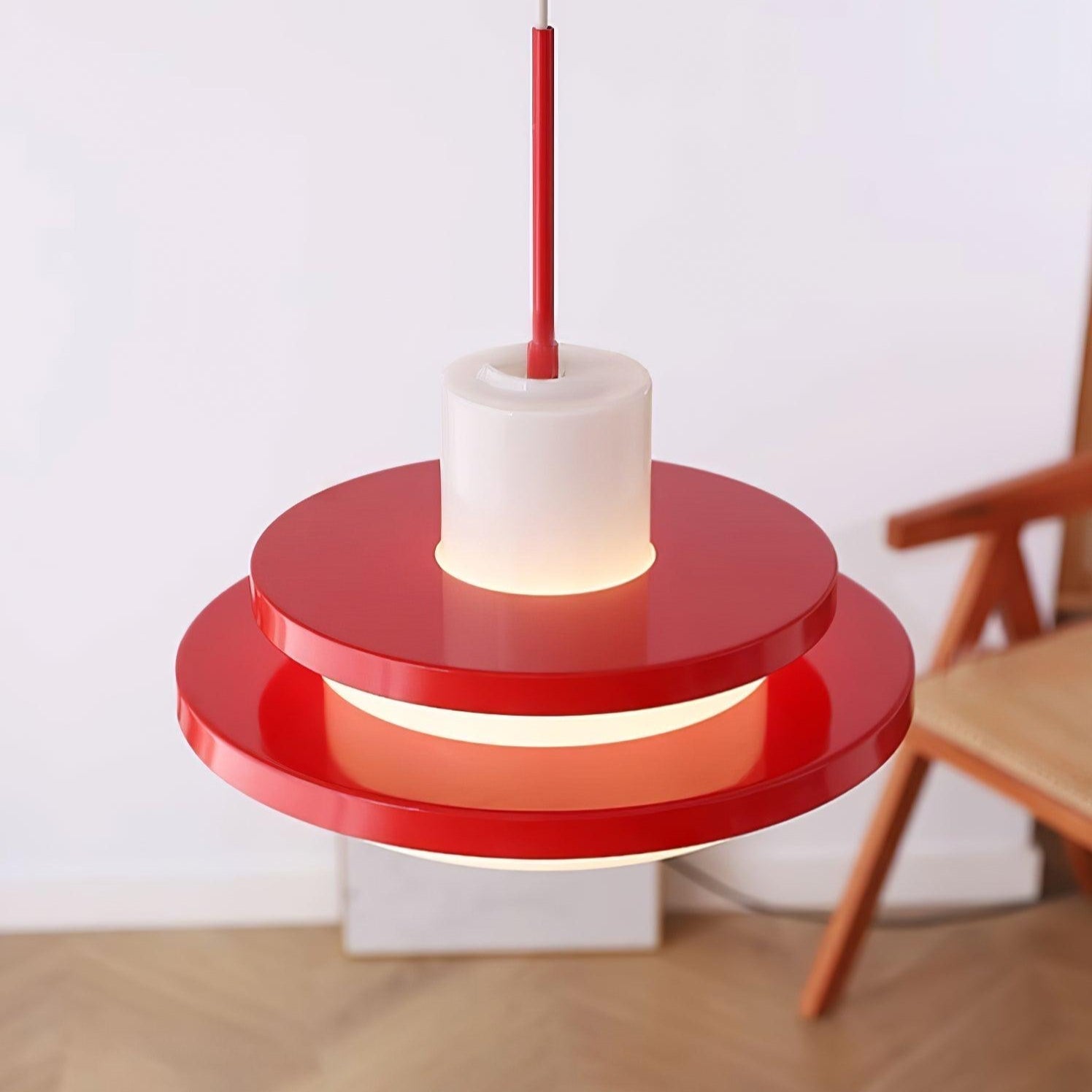 Eviso Pendelleuchte Retro Rot Und Weiß Auffällig Modern-Letslighting