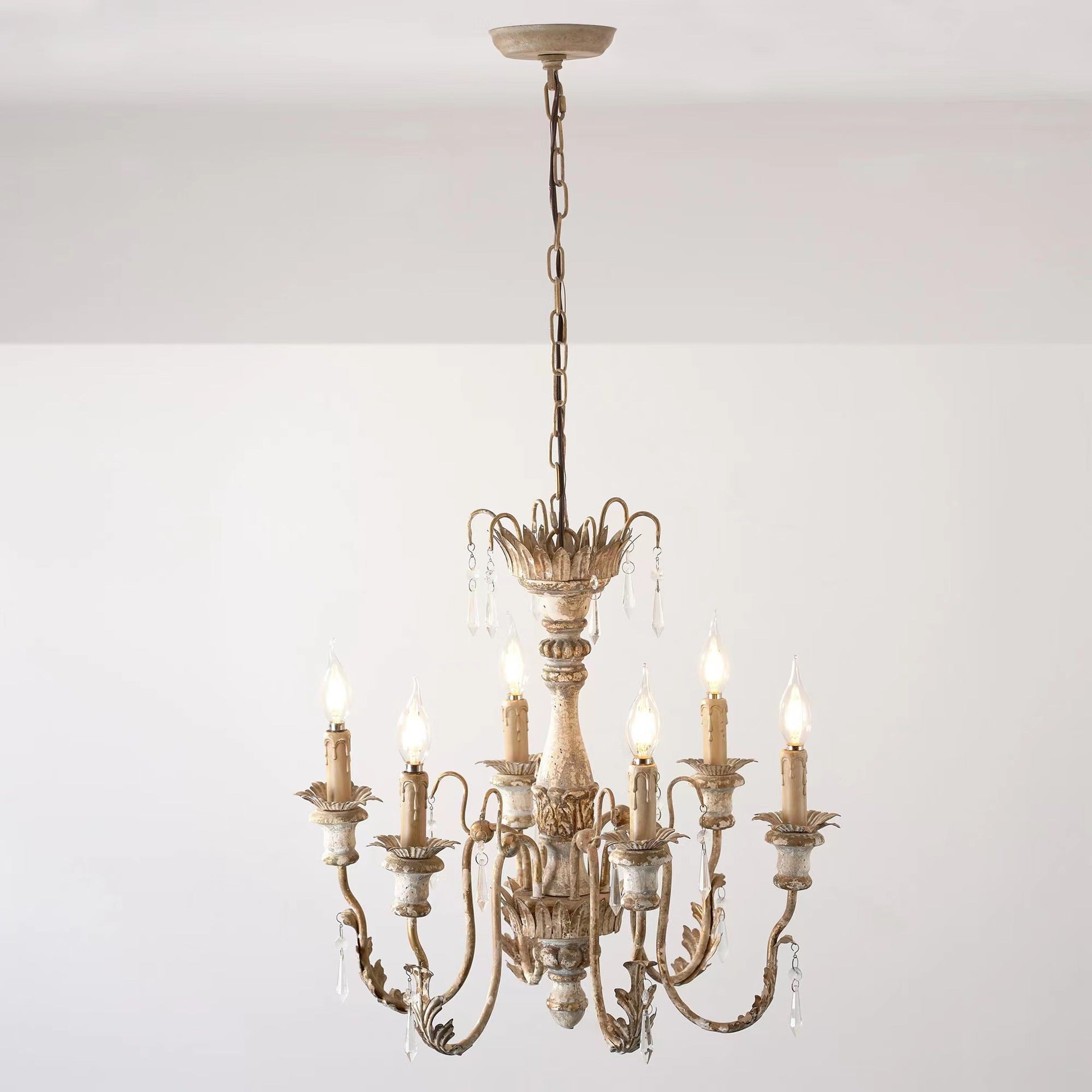 Elmarisra Vintage Luxus Massivholz geschnitzter Kronleuchter-Letslighting