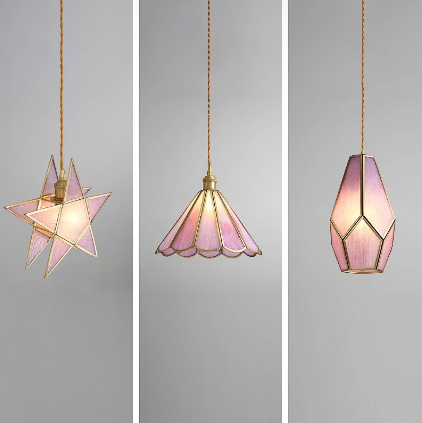 Lione Pink Buntglas-Pendelleuchte-Letslighting