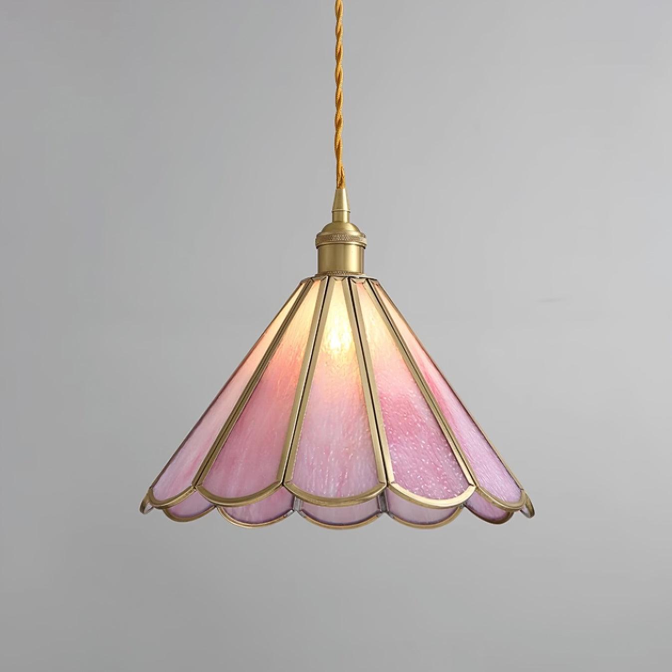 Lione Pink Buntglas-Pendelleuchte-Letslighting