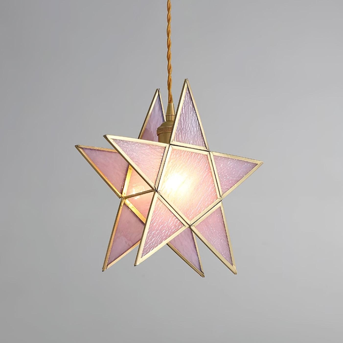 Lione Pink Buntglas-Pendelleuchte-Letslighting