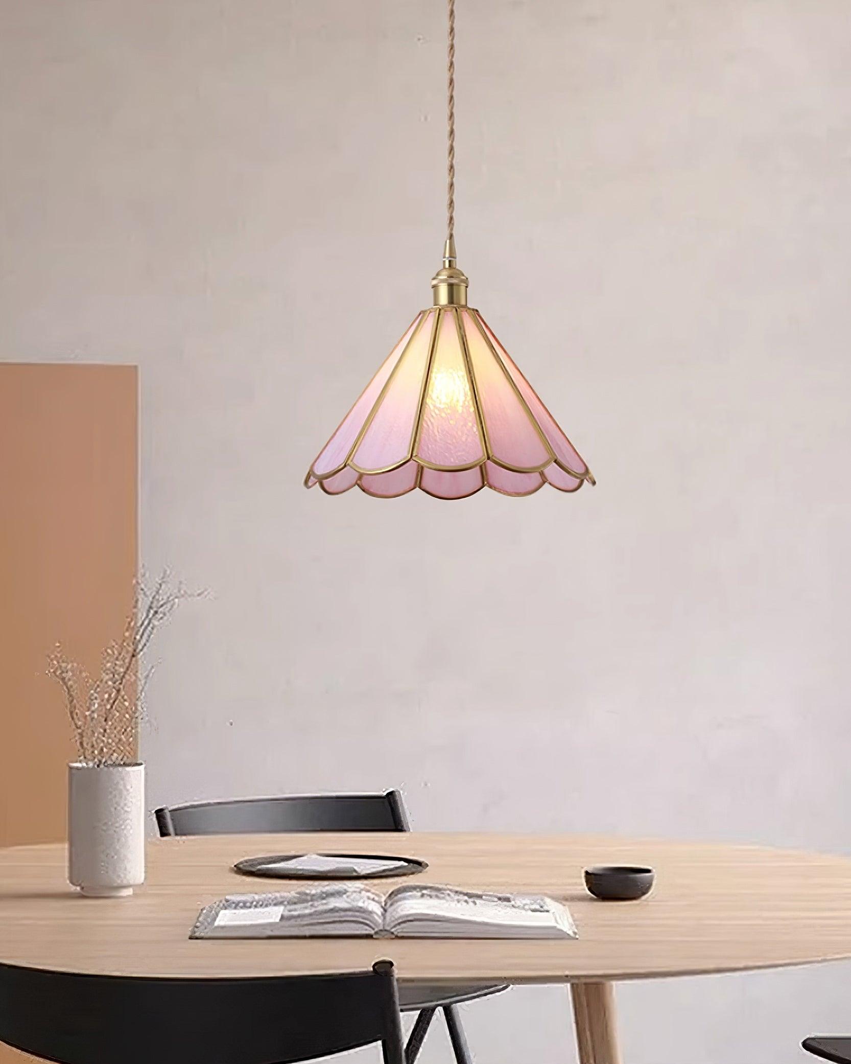Lione Pink Buntglas-Pendelleuchte-Letslighting