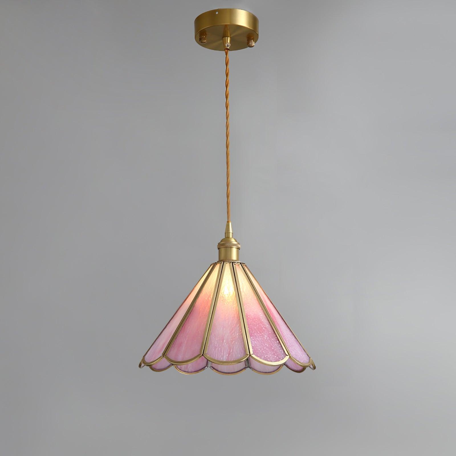 Lione Pink Buntglas-Pendelleuchte-Letslighting