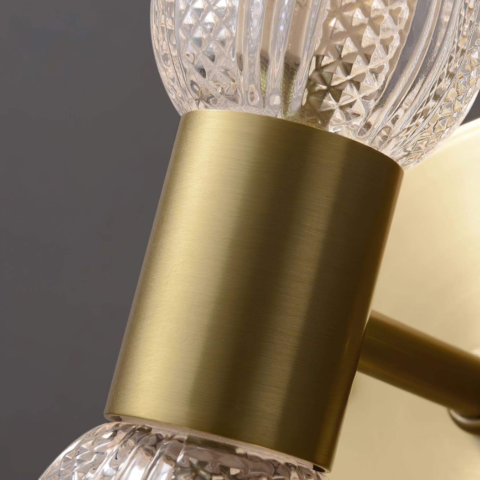 Evania Brass and Textured Glass Double Light Wall Sconce - Letslighting