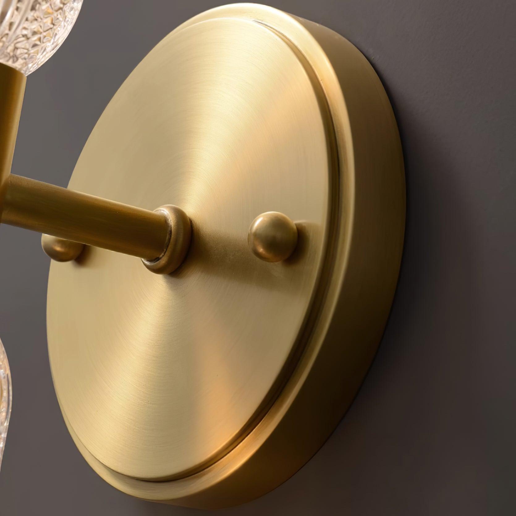 Evania Brass and Textured Glass Double Light Wall Sconce - Letslighting