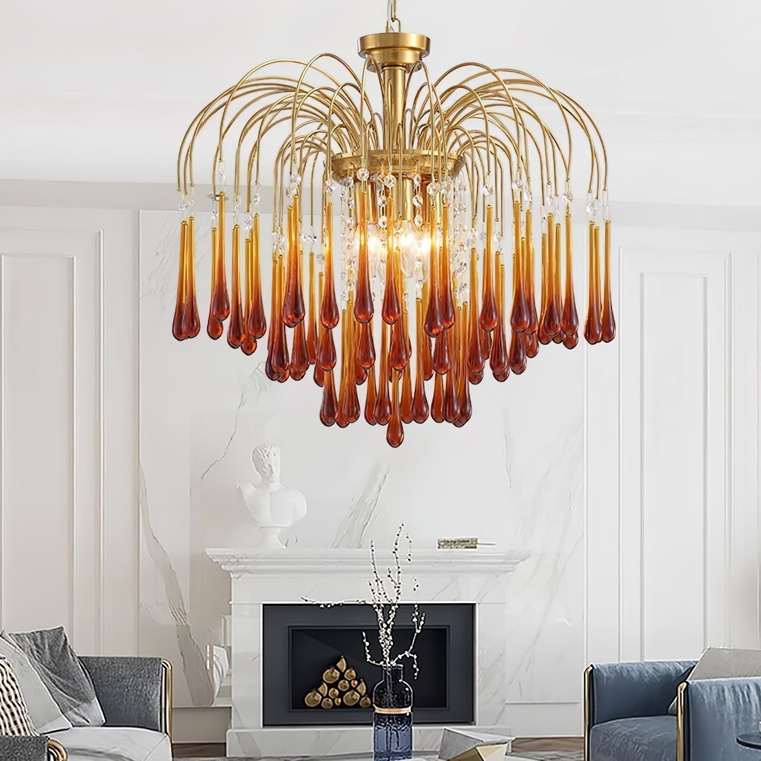 Lustra Kronleuchter Goldene Arme und Kristalle-Letslighting