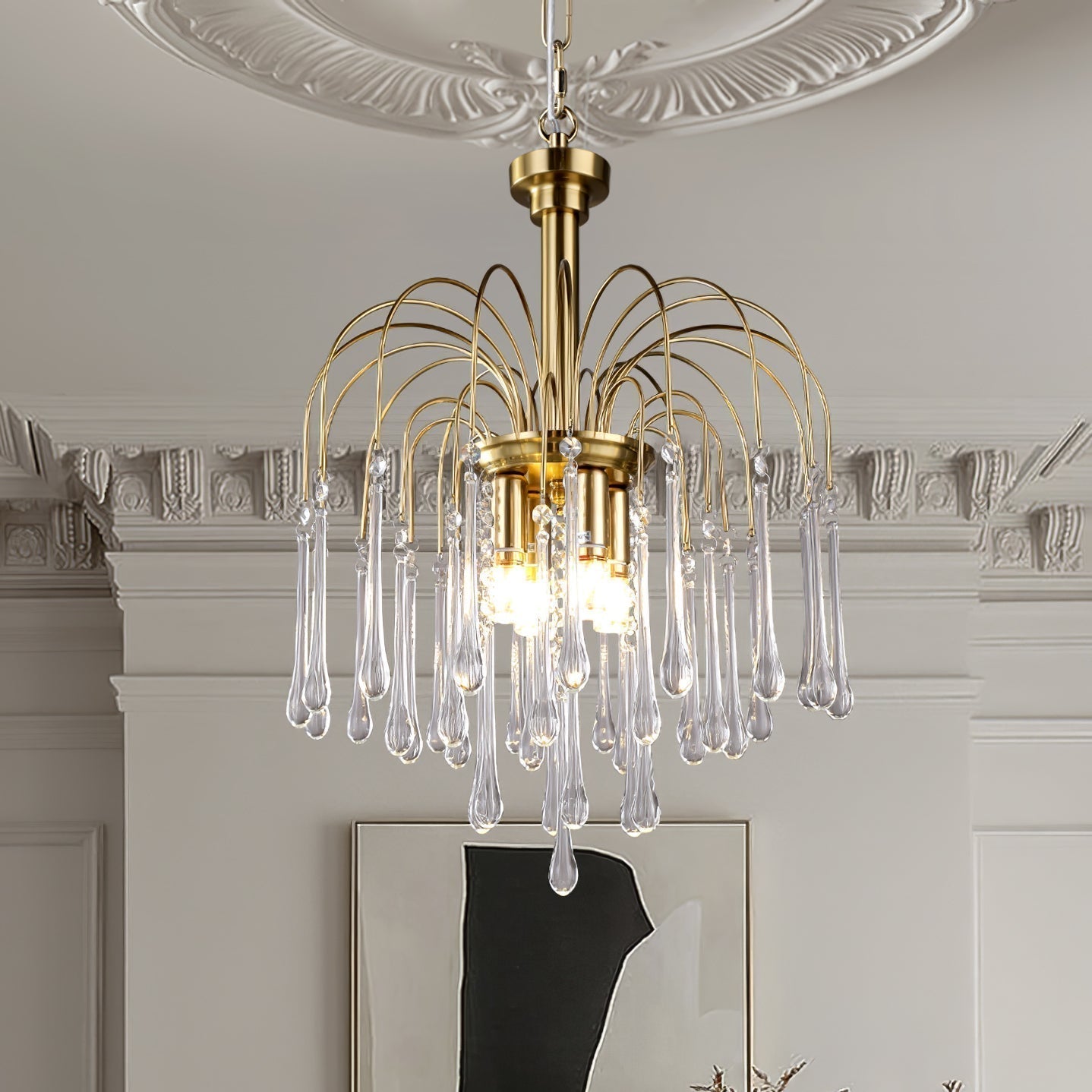 Lustra Kronleuchter Goldene Arme und Kristalle-Letslighting