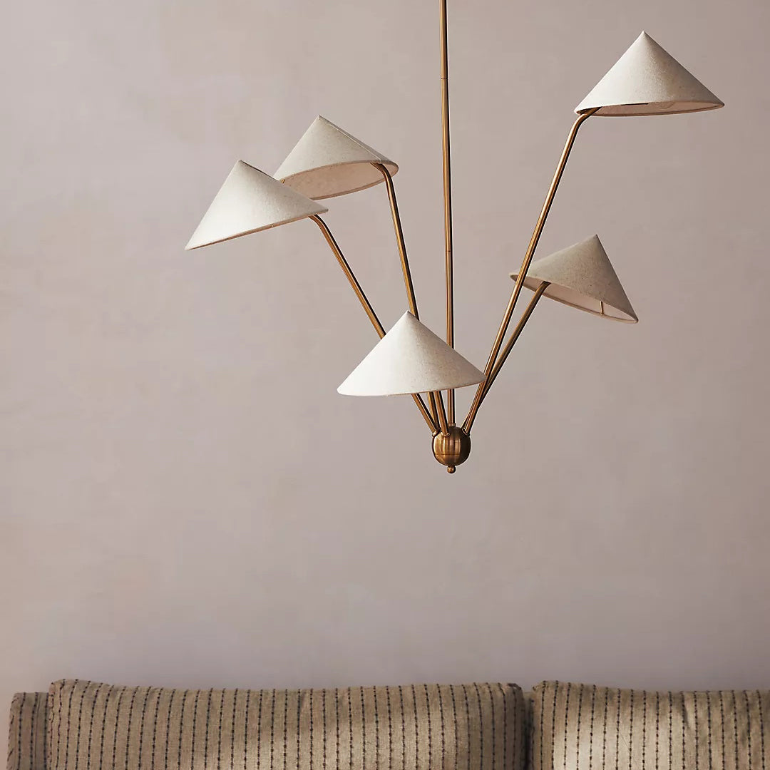 Avlorisra Vintage Industrieller Messing Stoff-Kronleuchter-Letslighting