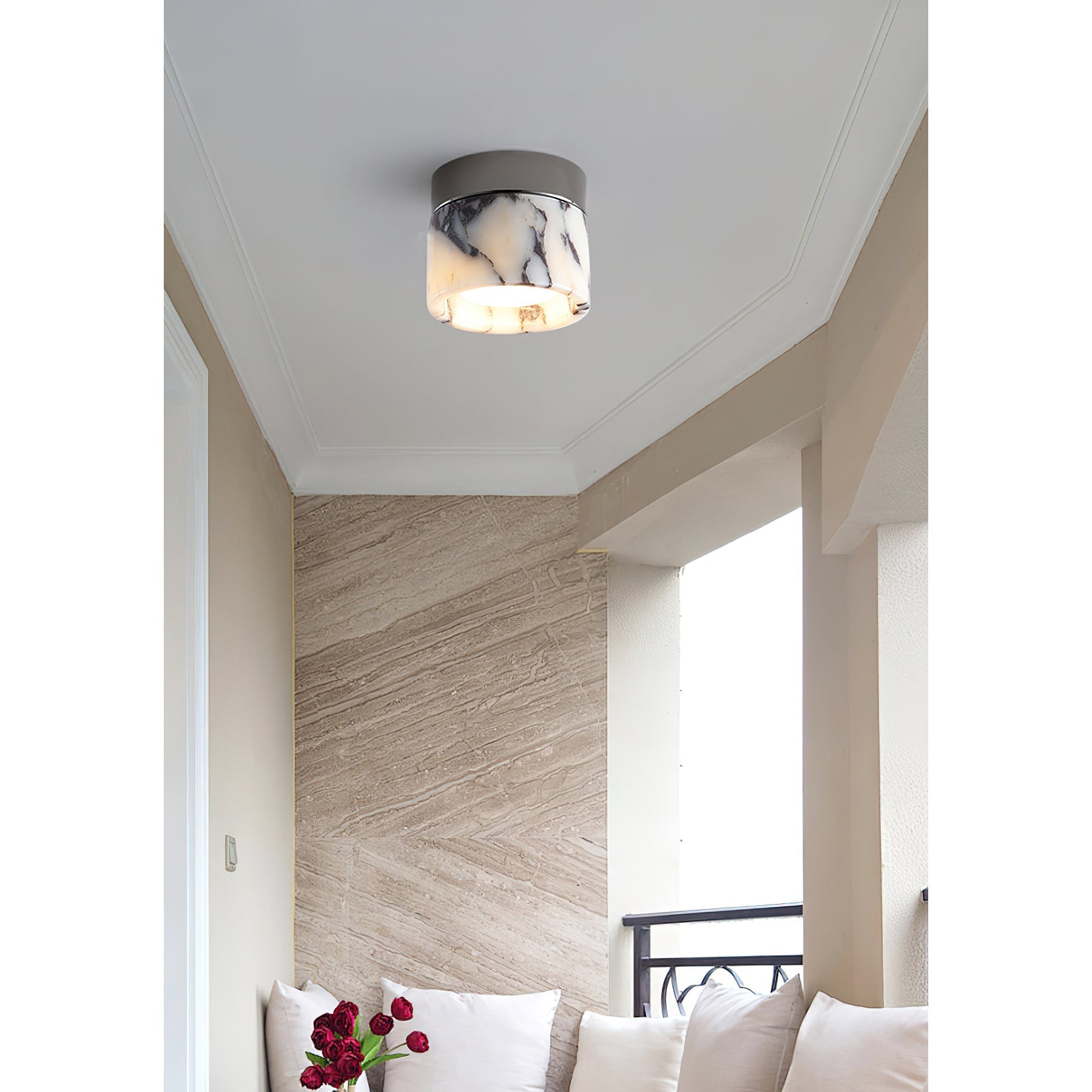 Ivinir Modern Minimalist Round Marble Ceiling Lamp - Letslighting
