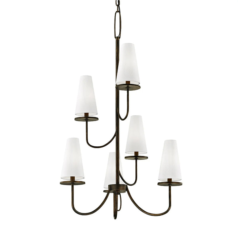 Curaeara Vintage-Industrie-Kronleuchter aus Messing und Stoff-Letslighting