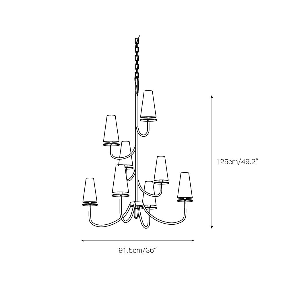 Curaeara Vintage-Industrie-Kronleuchter aus Messing und Stoff-Letslighting