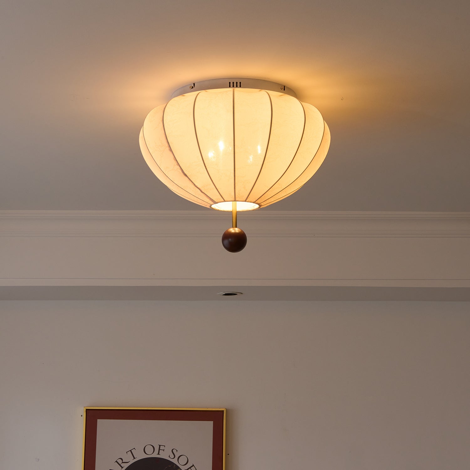 Lustra Deckenleuchte Holz Stoff Laterne-Letslighting