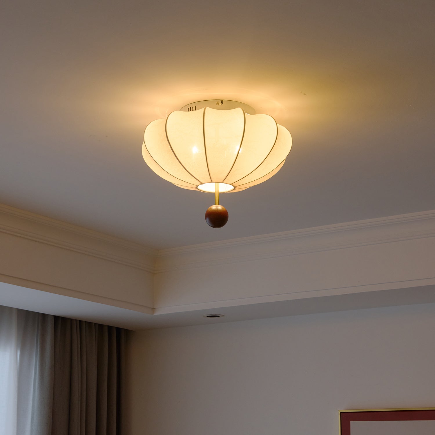 Lustra Deckenleuchte Holz Stoff Laterne-Letslighting