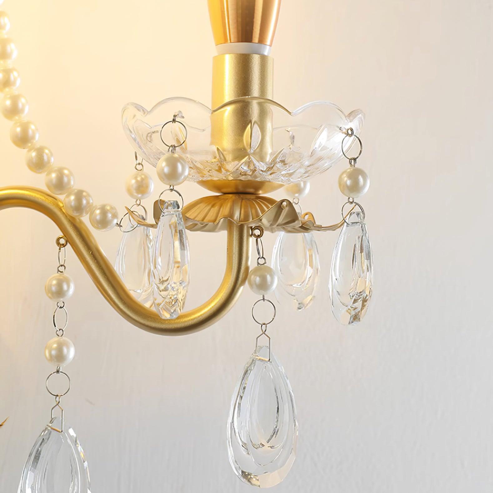 Wall Lamp Metal Crystal Pearls Ornate Elegant Chic Home Elegant - Letslighting