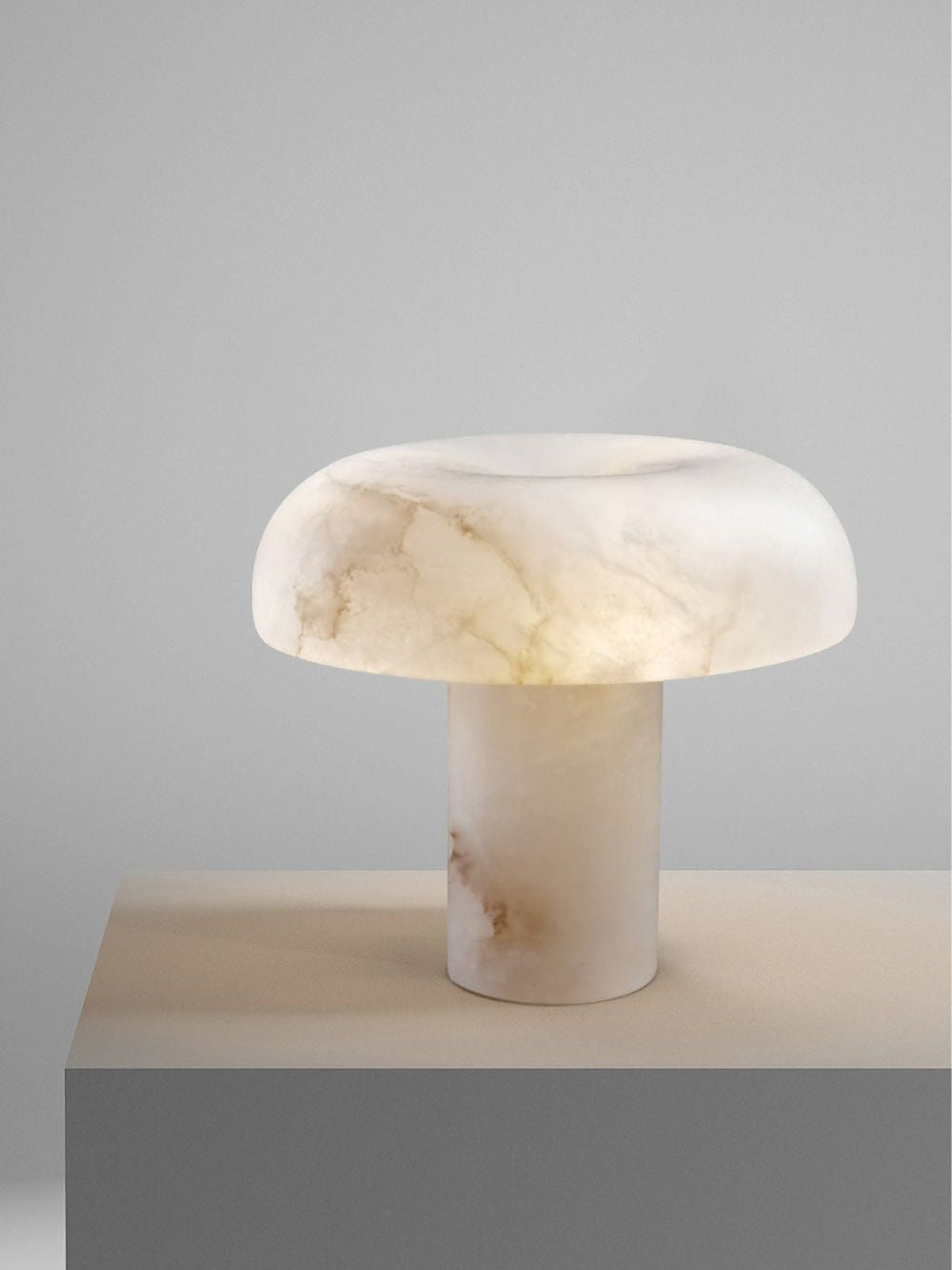 Table Lamp Alabaster Mushroom Shade Brass Base Sculptural Warm - Letslighting