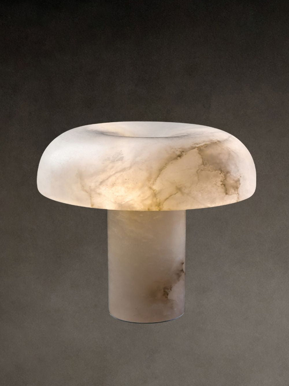Table Lamp Alabaster Mushroom Shade Brass Base Sculptural Warm - Letslighting