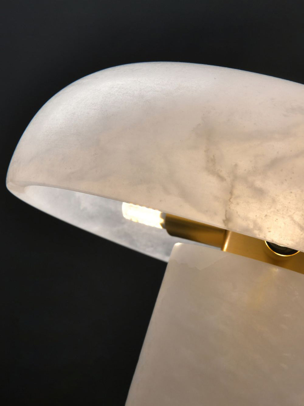 Table Lamp Alabaster Mushroom Shade Brass Base Sculptural Warm - Letslighting