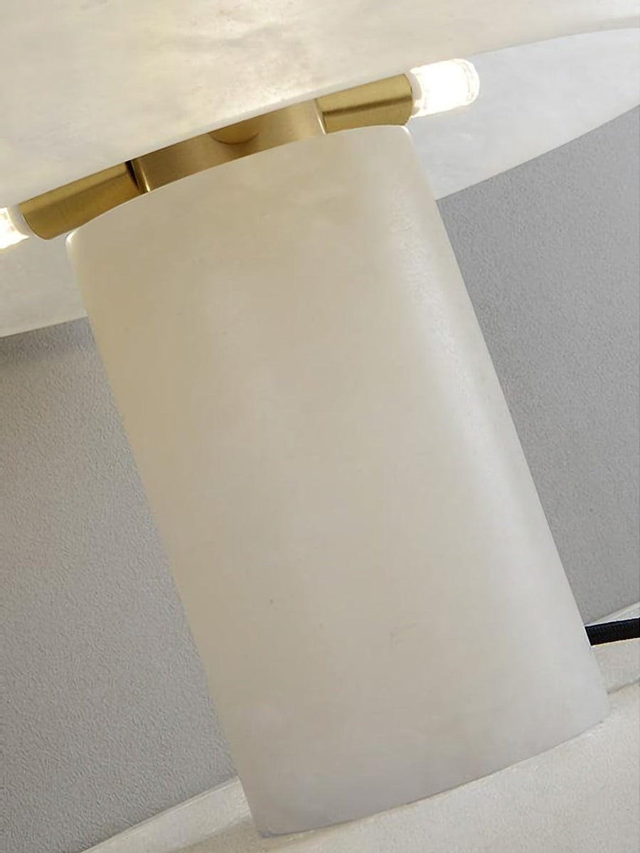 Table Lamp Alabaster Mushroom Shade Brass Base Sculptural Warm - Letslighting