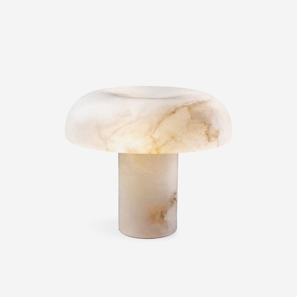 Table Lamp Alabaster Mushroom Shade Brass Base Sculptural Warm - Letslighting