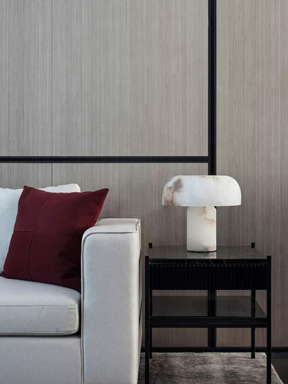 Table Lamp Alabaster Mushroom Shade Brass Base Sculptural Warm - Letslighting