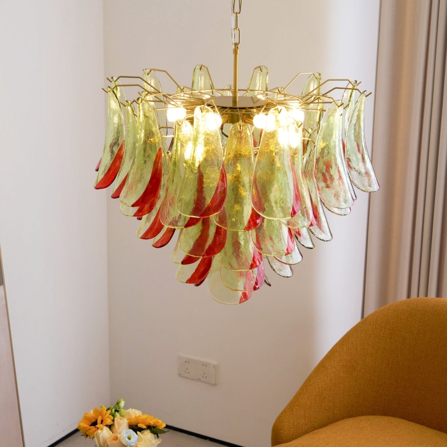 Aurora Chandelier Murano Glass Petal Elegant - Blowlighting