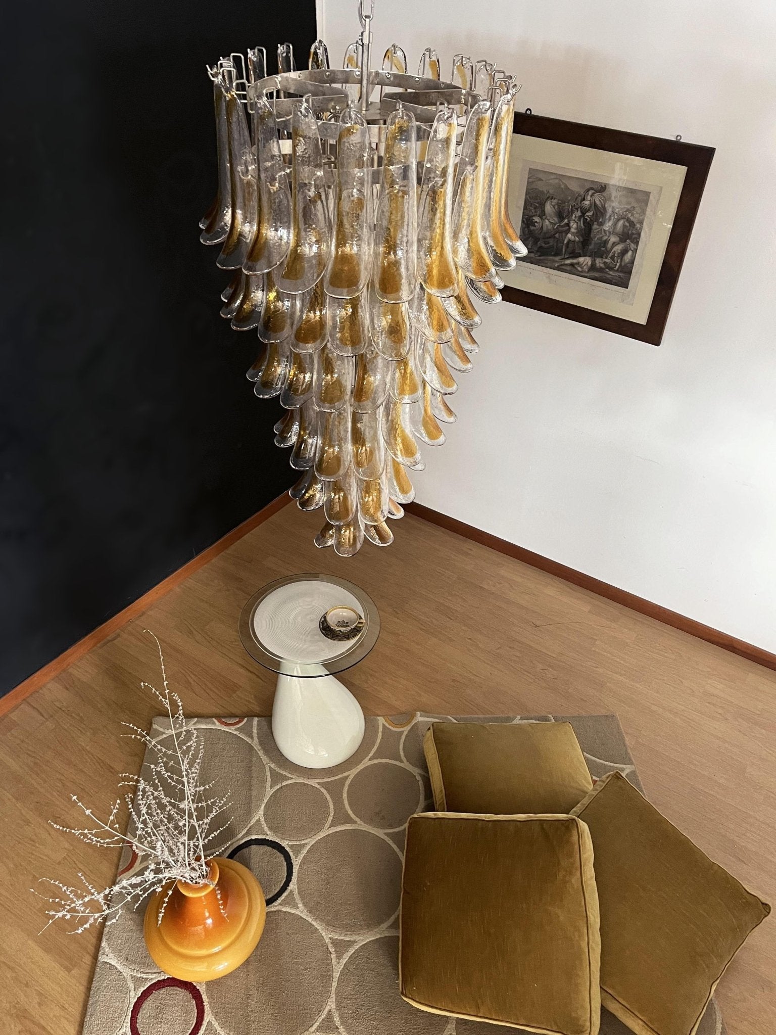 Aurora Chandelier Gold Murano Glass Petals Layered Cascading - Neutralighting