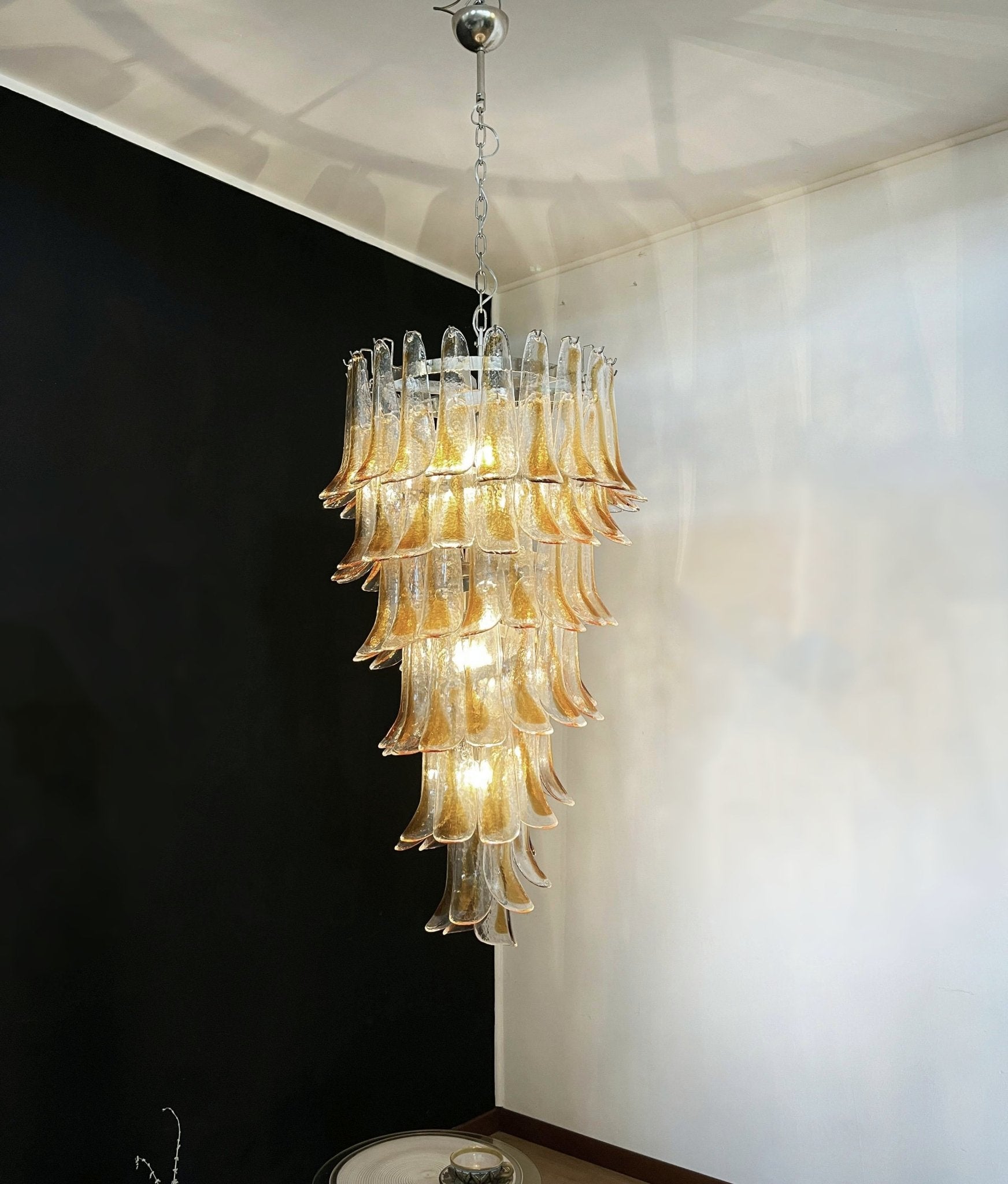 Aurora Chandelier Gold Murano Glass Petals Layered Cascading - Neutralighting
