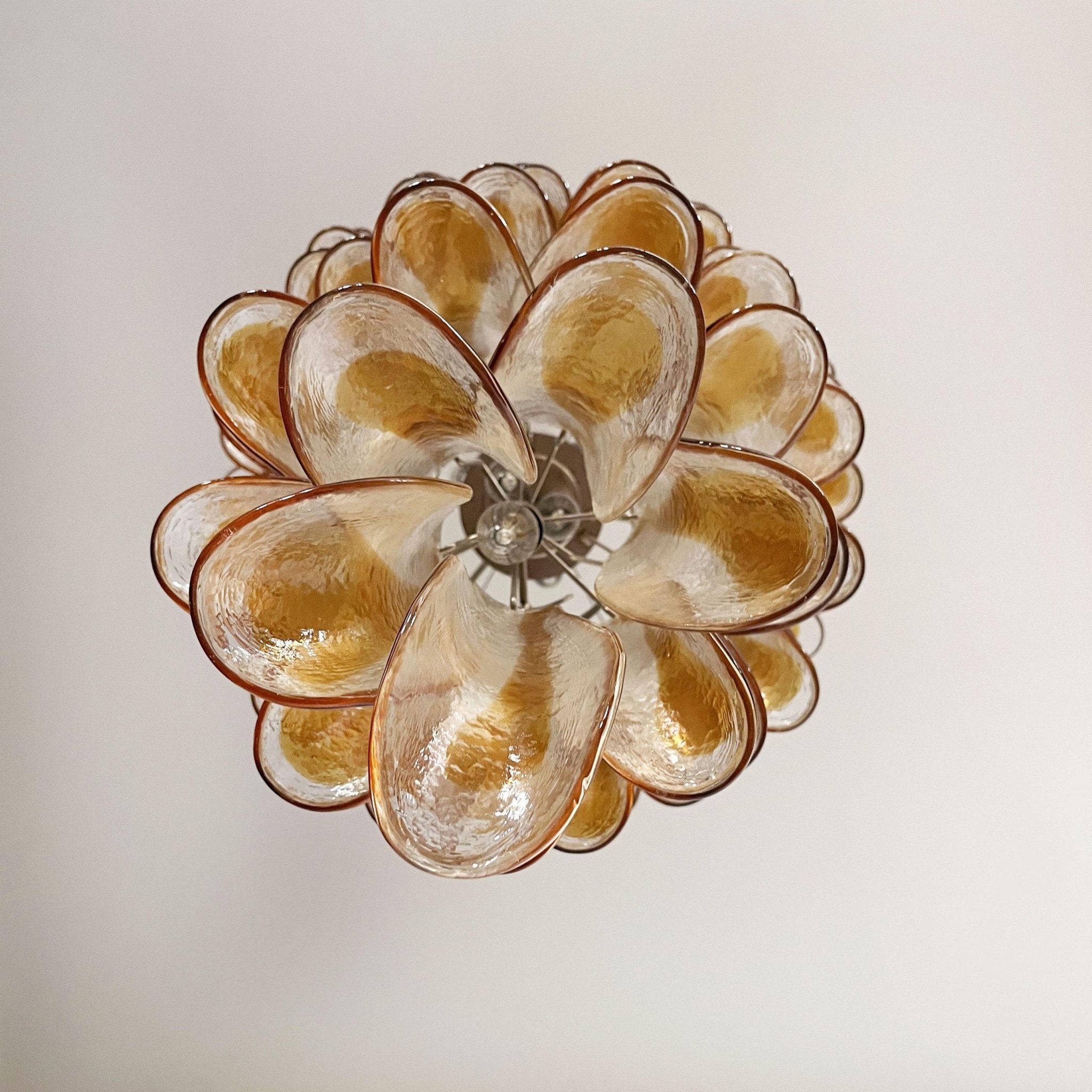 Aurora Chandelier Gold Murano Glass Petals Layered Cascading - Neutralighting