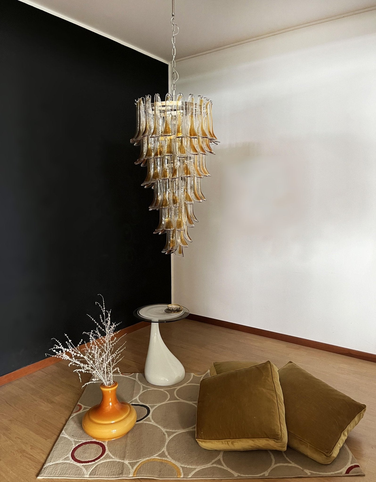 Aurora Chandelier Gold Murano Glass Petals Layered Cascading - Neutralighting