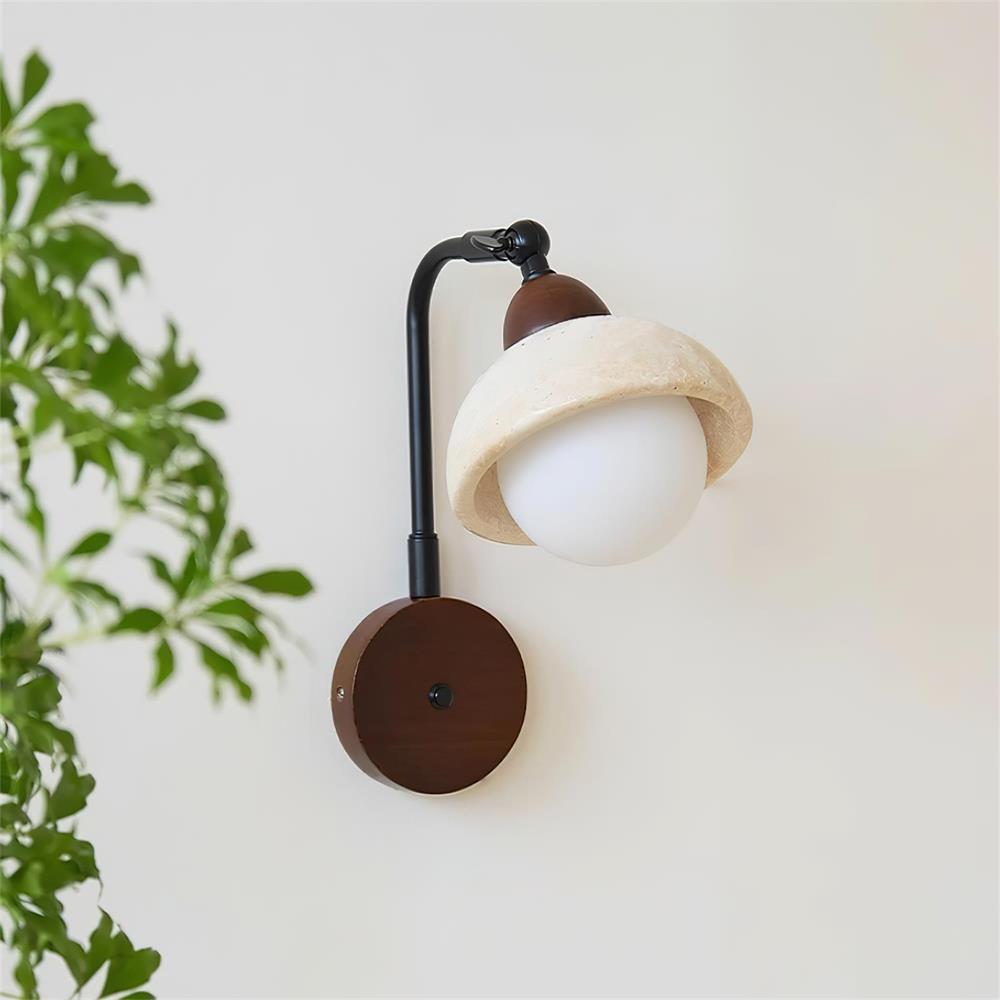 Solaro Wall Light Travertine White Opalescent Globe - Letslighting