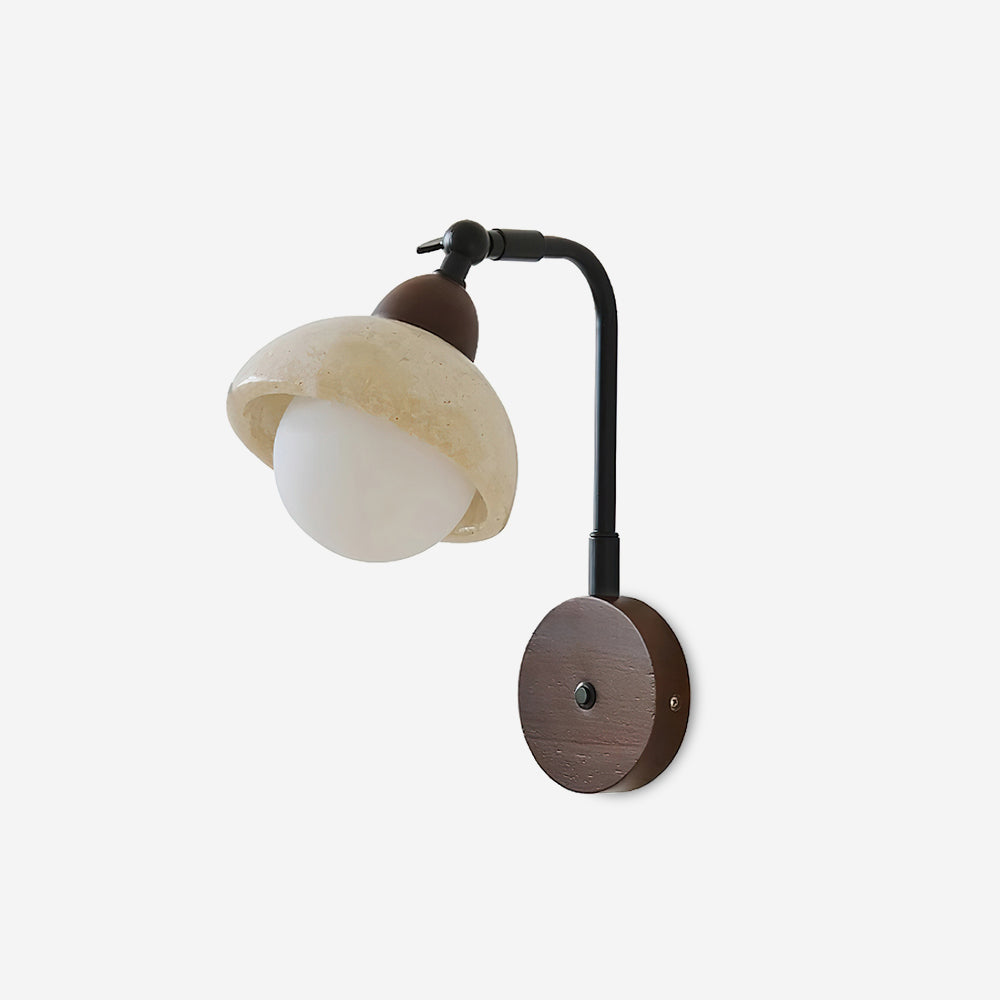 Solaro Wall Light Travertine White Opalescent Globe - Letslighting