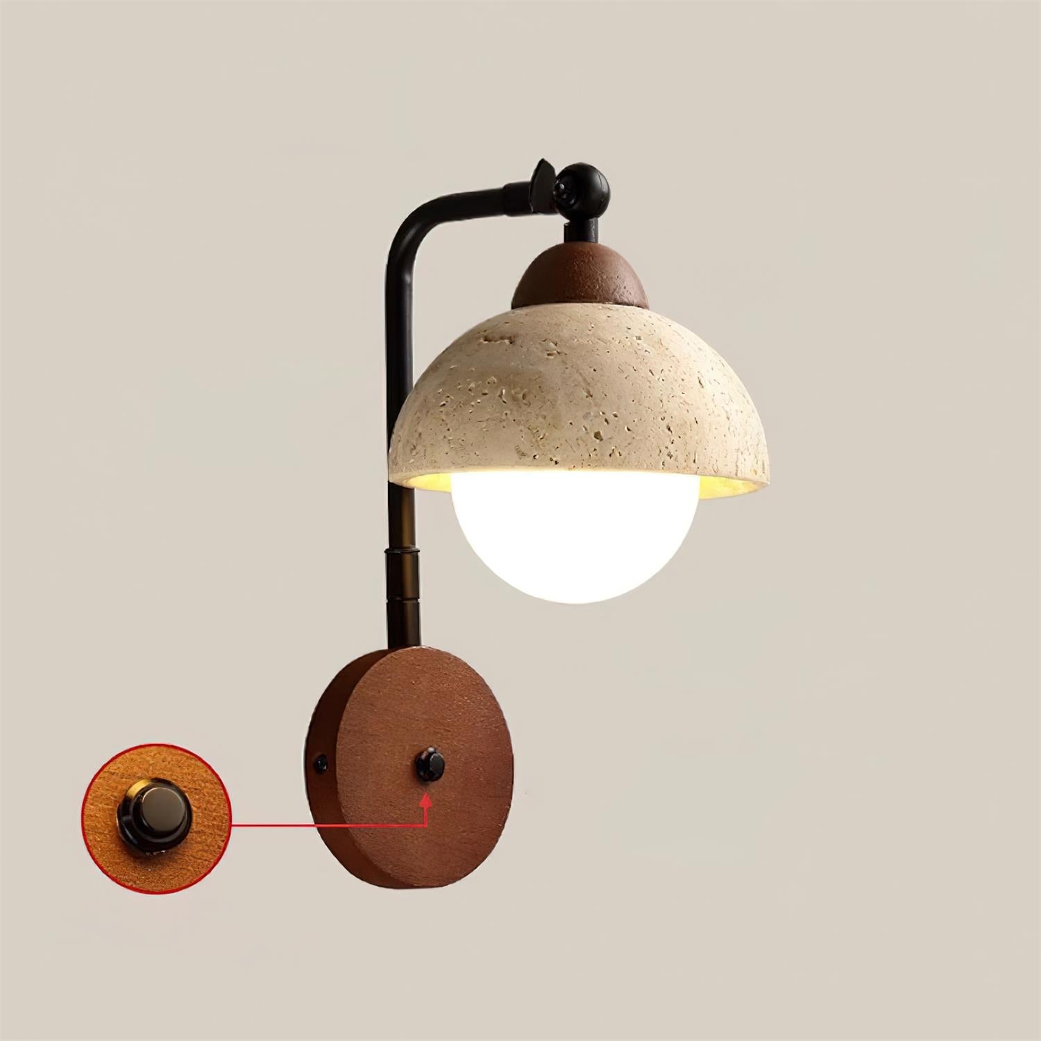 Solaro Wall Light Travertine White Opalescent Globe - Letslighting